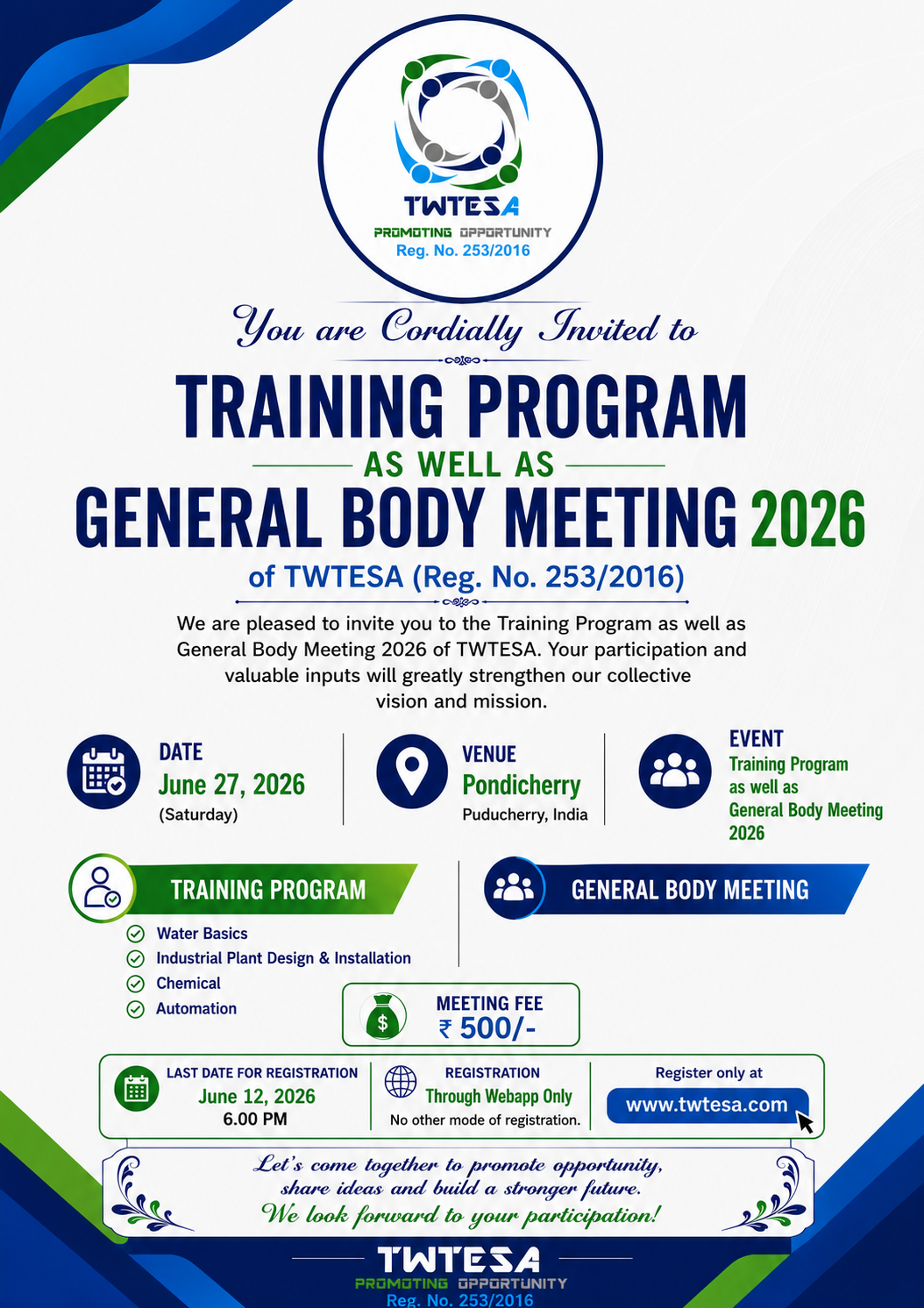 TWTESA-TRAINING PROGRAM & GENERAL BODY MEETING 